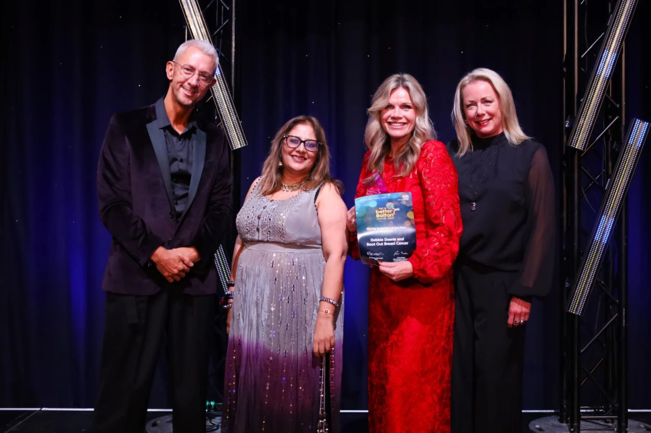 Debbie Dowie, founder and Chair of Boot Out Breast Cancer, recognised as Charity Supporter of the Year at the FABB Awards 2026.